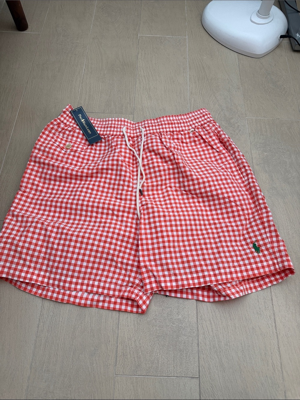 Polo by Ralph Lauren orange Gingham Men's Swim Trunks NWT L